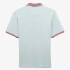 Polos>SERGE BLANCO Cloud pique knit polo shirt with contrasting collar MILITAIRE