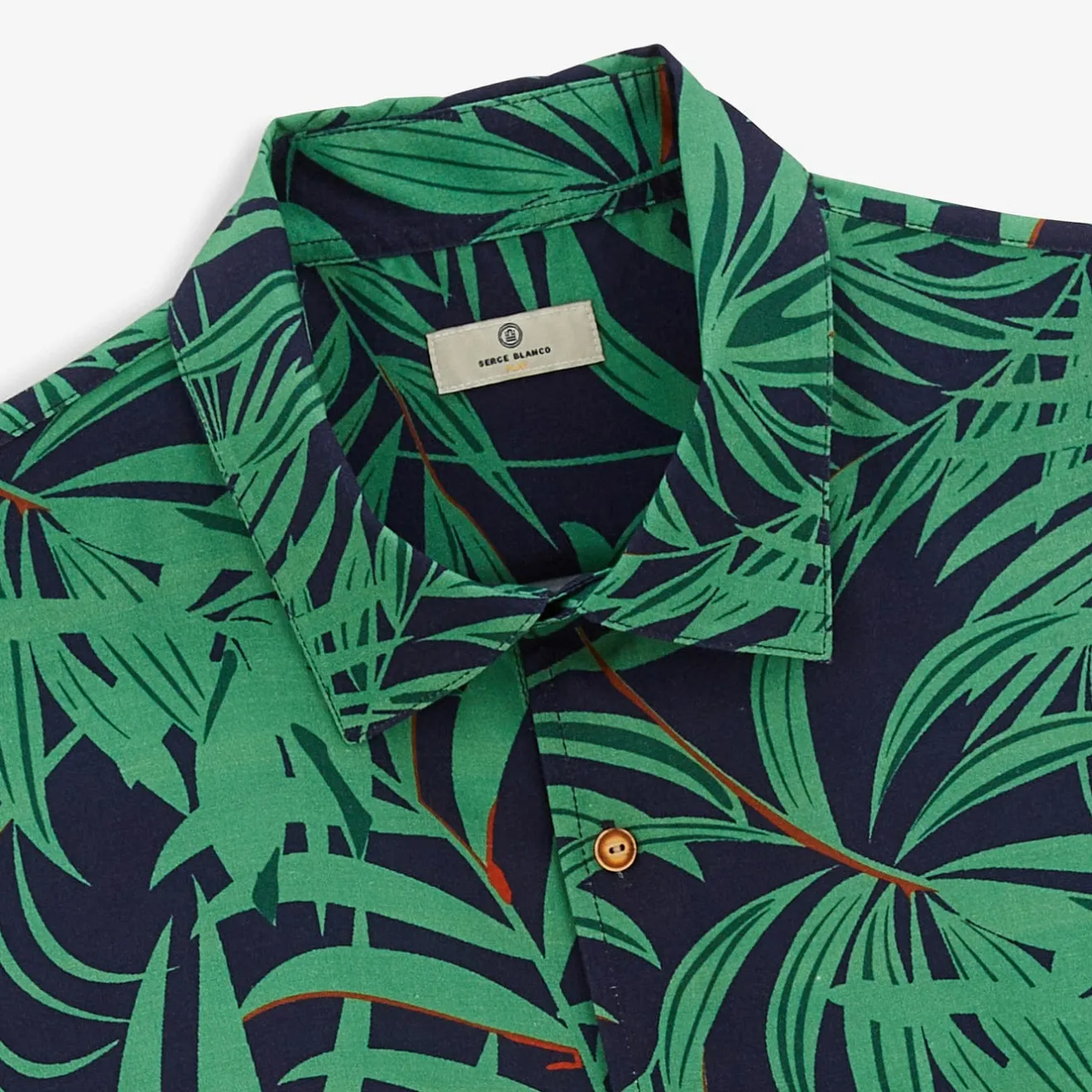Ligne Play|Chemises>SERGE BLANCO Clovis shirt with mint green foliage pattern ANTHRACITE