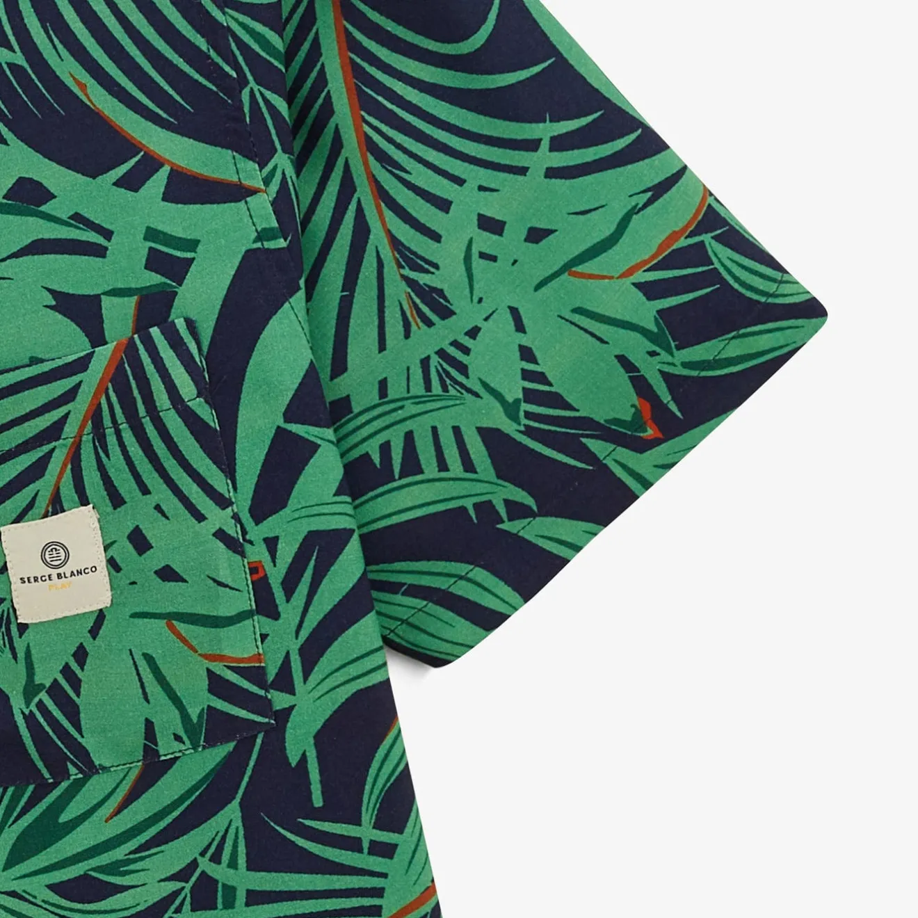 Ligne Play|Chemises>SERGE BLANCO Clovis shirt with mint green foliage pattern ANTHRACITE