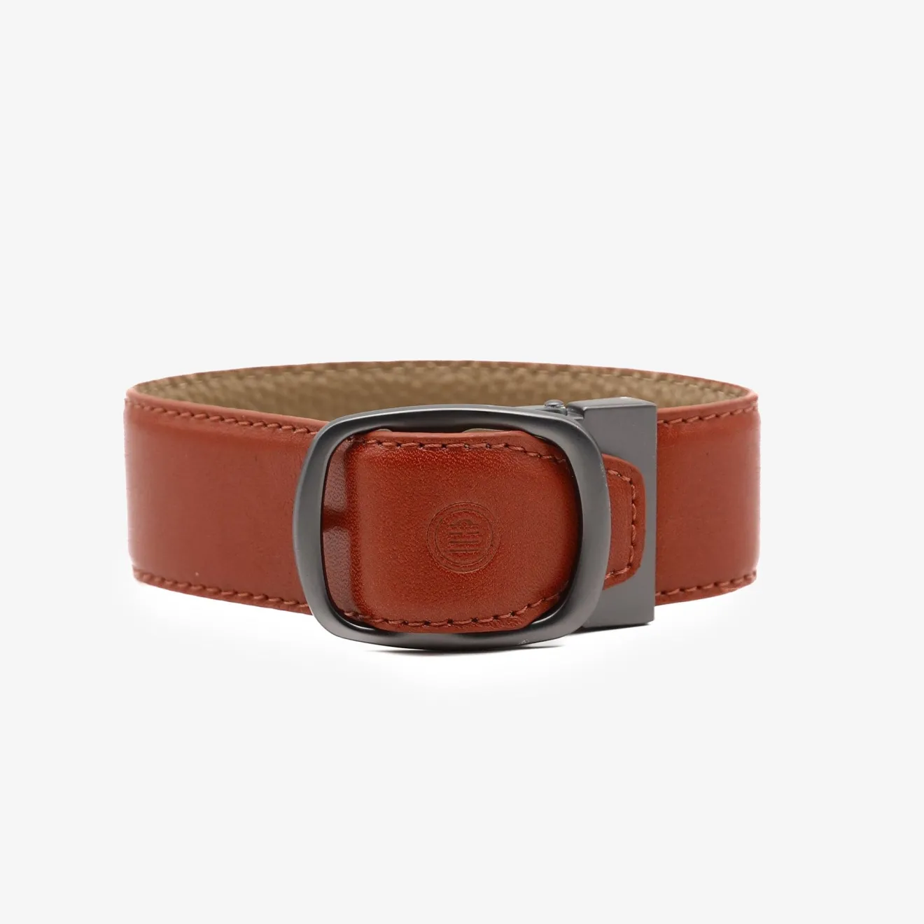 Ceintures>SERGE BLANCO Cognac brown reversible leather belt CIEL