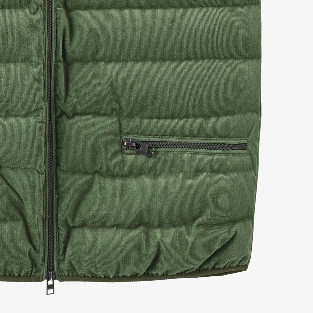 Doudounes>SERGE BLANCO Damiano sleeveless men's down jacket in army-colored velvet | FAUVE