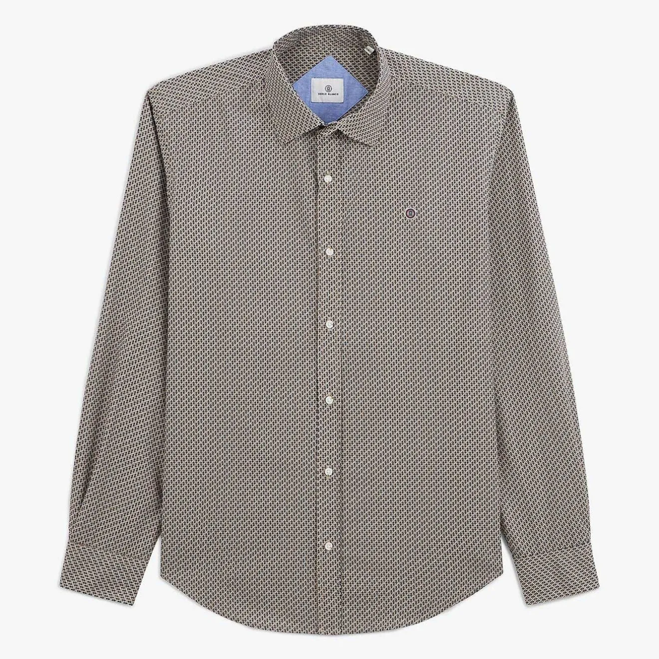 Chemises>SERGE BLANCO Dark blue geometric print shirt dark navy