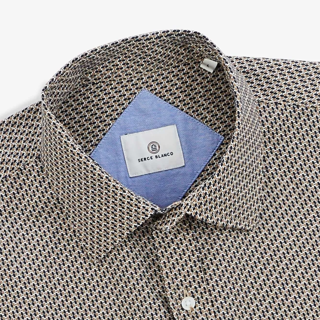 Chemises>SERGE BLANCO Dark blue geometric print shirt dark navy