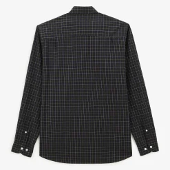 Chemises>SERGE BLANCO Dark blue long sleeve shirt in checked fabric JAUNE