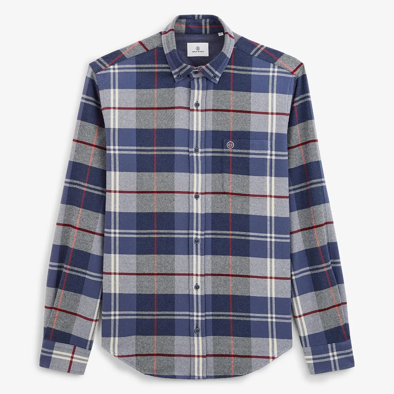 Chemises>SERGE BLANCO Dark blue plaid shirt BLEU INDIGO