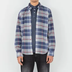 Chemises>SERGE BLANCO Dark blue plaid shirt BLEU INDIGO