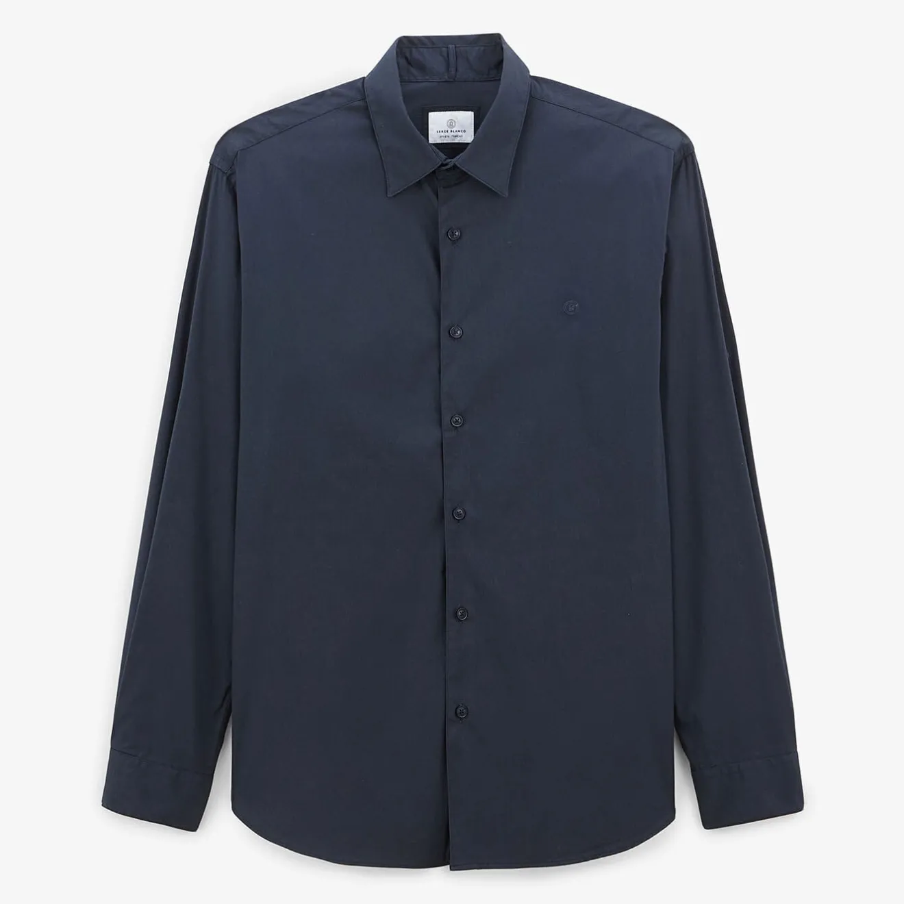 Chemises>SERGE BLANCO Dark blue plain long sleeve shirt AMANDE