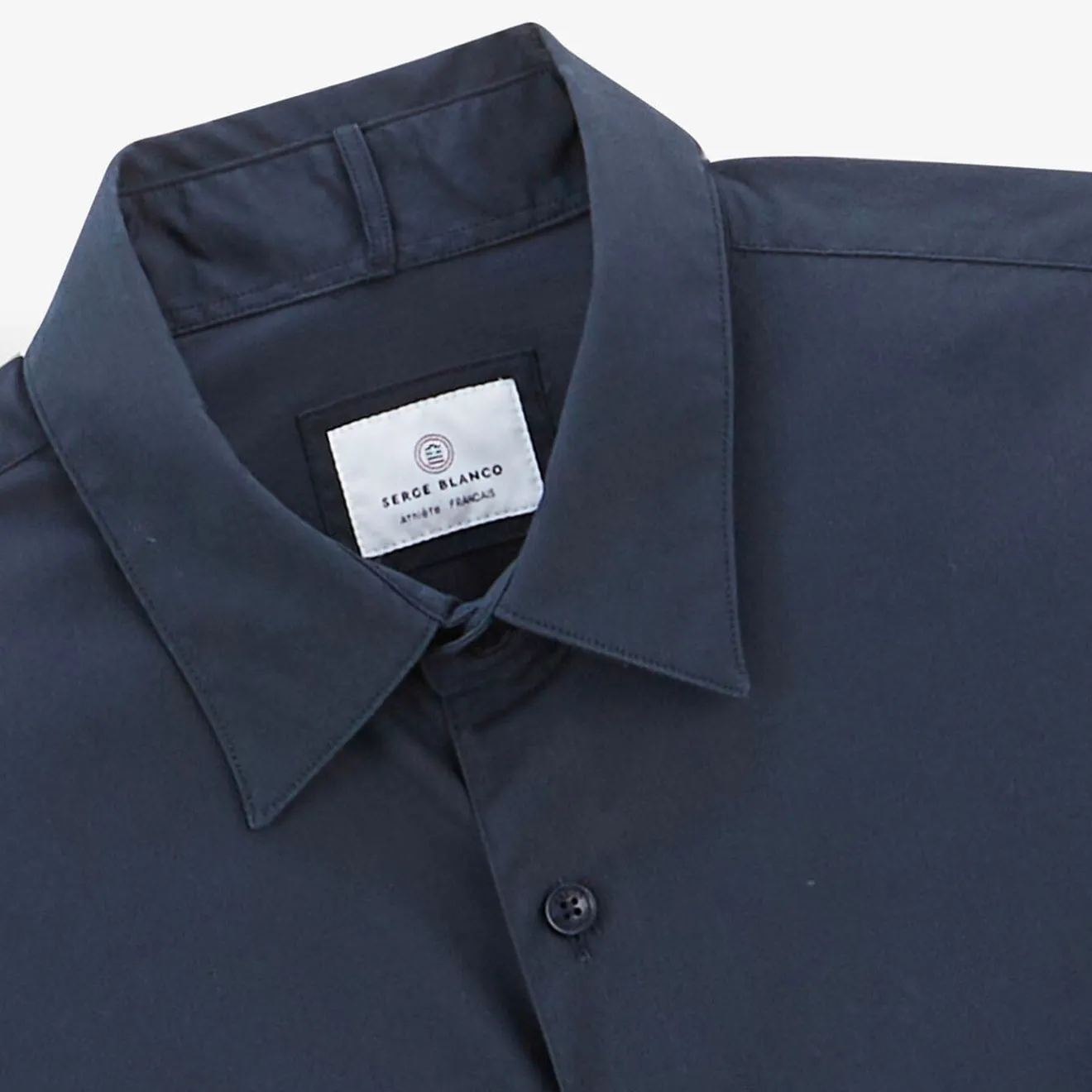 Chemises>SERGE BLANCO Dark blue plain long sleeve shirt AMANDE