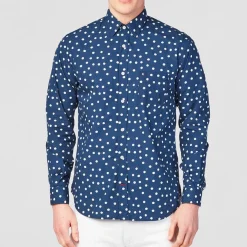 Chemises>SERGE BLANCO Dark blue polka dot long sleeve shirt ROSE