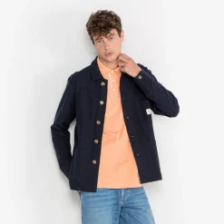 Ligne Play|Vestes Worker>SERGE BLANCO Dave worker jacket in dark blue jersey OFF WHITE