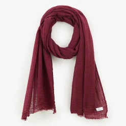 Écharpes Et Chèches>SERGE BLANCO Fine scarf in plain burgundy red waffle wool MARINE