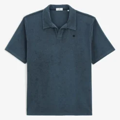 Polos>SERGE BLANCO Lane dark navy short-sleeved terry polo shirt TILLEUL