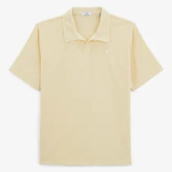 Polos|L'élégant>SERGE BLANCO Lane latte white terry short-sleeved polo shirt DARK NAVY