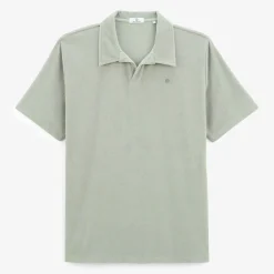Polos>SERGE BLANCO Lane slate gray short-sleeved terry polo shirt BLANC