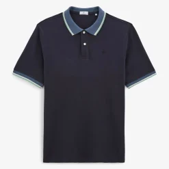 Polos>SERGE BLANCO Laos dark navy short-sleeved pique polo shirt AMANDE