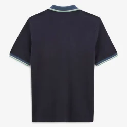Polos>SERGE BLANCO Laos dark navy short-sleeved pique polo shirt AMANDE