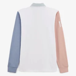 Maillots De Rugby|Polos>SERGE BLANCO Levi Colorblock Long Sleeve Rugby Jersey White | BLANC