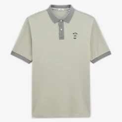 Polos>SERGE BLANCO Loan pearl gray short-sleeved piqué polo shirt BLANC