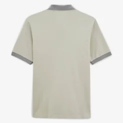 Polos>SERGE BLANCO Loan pearl gray short-sleeved piqué polo shirt BLANC