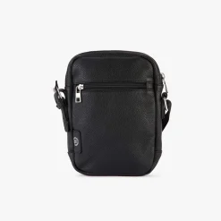 London|Sacoches>SERGE BLANCO London Small Black Leather Shoulder Bag MARINE