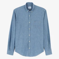 Chemises>SERGE BLANCO Long sleeve chambray shirt BLEU