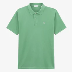 Polos|L'élégant>SERGE BLANCO Lucas almond green pique short-sleeved polo shirt CIEL