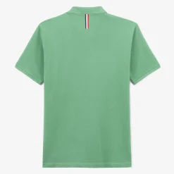 Polos|L'élégant>SERGE BLANCO Lucas almond green pique short-sleeved polo shirt CIEL