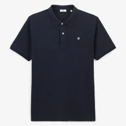 Tel Père, Tel Fils|Polos>SERGE BLANCO Lucas dark blue pique knit men's polo shirt DARK NAVY
