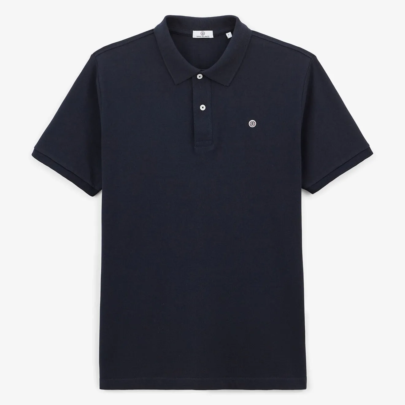 Tel Père, Tel Fils|Polos>SERGE BLANCO Lucas dark blue pique knit men's polo shirt DARK NAVY