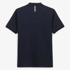 Tel Père, Tel Fils|Polos>SERGE BLANCO Lucas dark blue pique knit men's polo shirt DARK NAVY