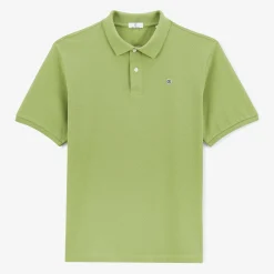 Polos>SERGE BLANCO Lucas lime green short-sleeved pique polo shirt TECK