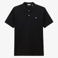 Polos>SERGE BLANCO Lucas men's polo shirt in black pique knit NOIR