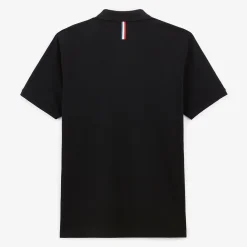 Polos>SERGE BLANCO Lucas men's polo shirt in black pique knit NOIR