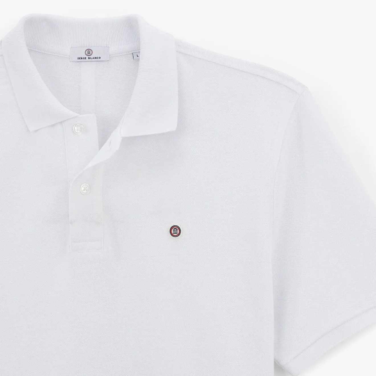 Polos|Tel Père, Tel Fils>SERGE BLANCO Lucas men's white polo shirt in cotton pique knit SKIN