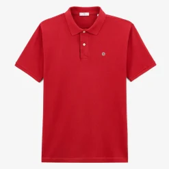 Polos>SERGE BLANCO Lucas red pique knit men's polo shirt BLANC