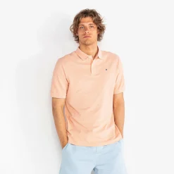 Polos|L'élégant>SERGE BLANCO Lucas skin pink short-sleeved pique polo shirt AMANDE