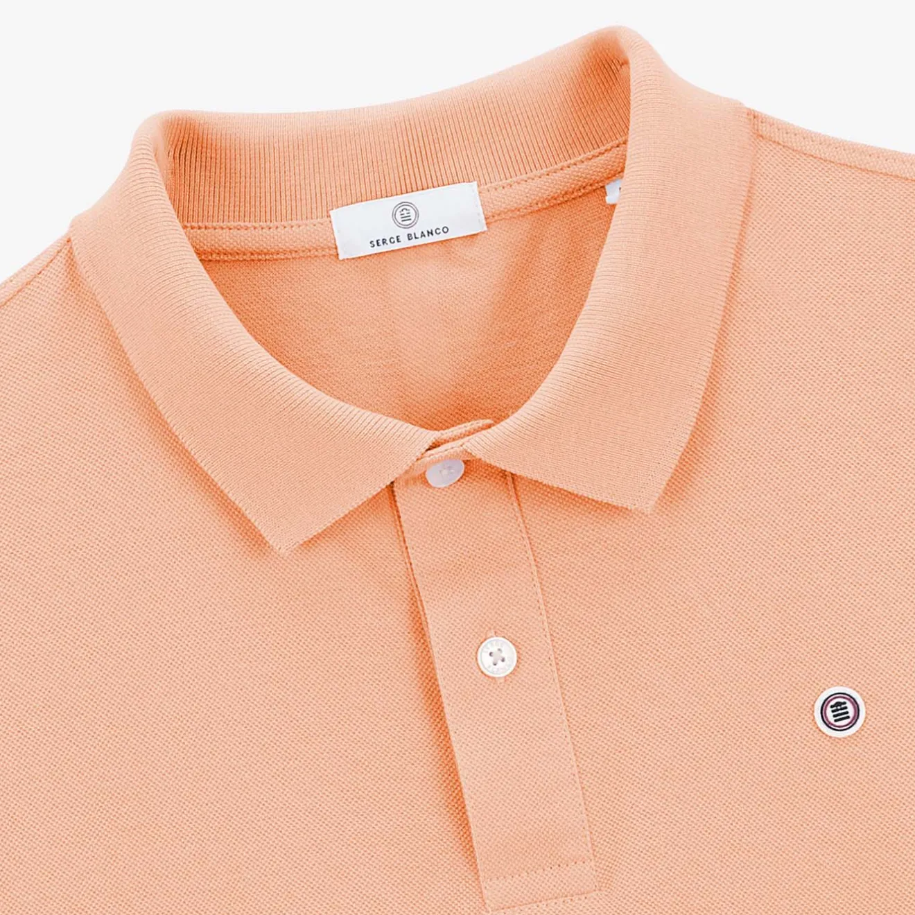 Polos|L'élégant>SERGE BLANCO Lucas skin pink short-sleeved pique polo shirt AMANDE