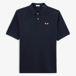 Crazy Logo|Polos>SERGE BLANCO Ludwig short-sleeved pique polo shirt with dark navy glasses embroider SKIN
