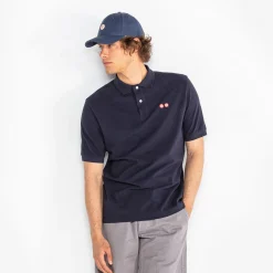 Crazy Logo|Polos>SERGE BLANCO Ludwig short-sleeved pique polo shirt with dark navy glasses embroider SKIN