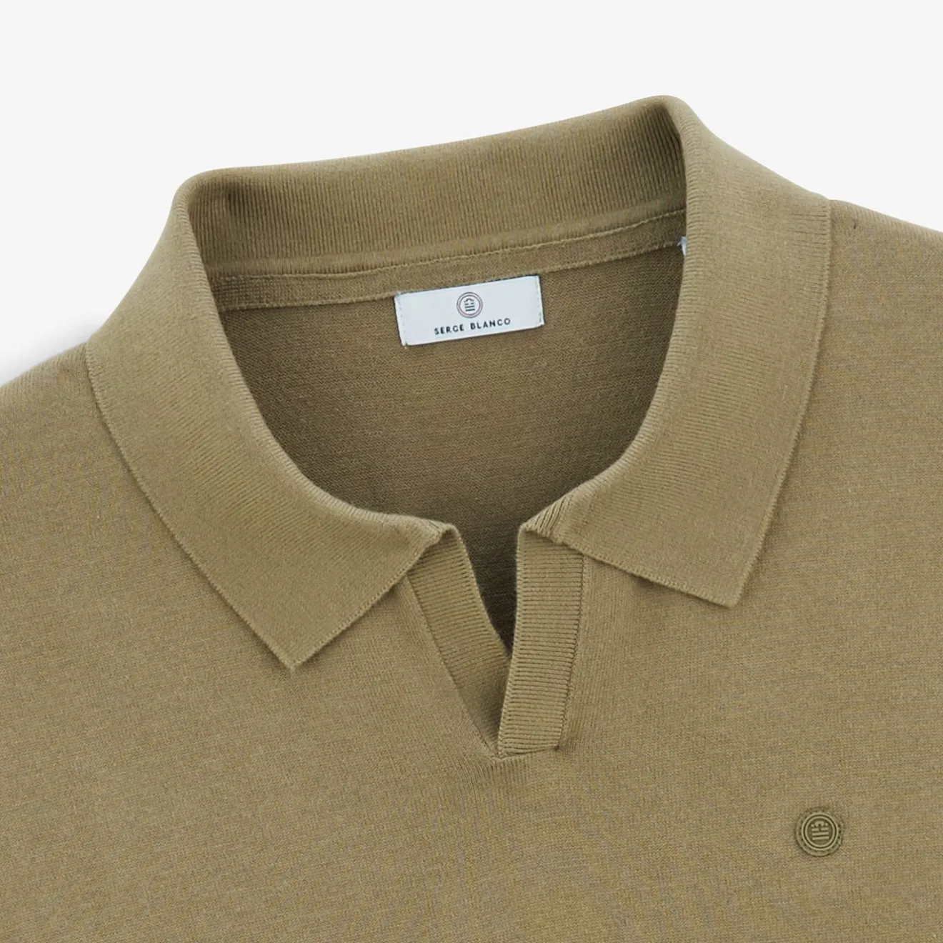 Pulls|L'élégant>SERGE BLANCO Marvin teak green polo collar sweater DARK NAVY