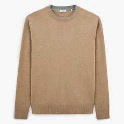 Pulls>SERGE BLANCO Mathis beige contrasting double collar sweater TECK