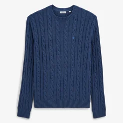 Pulls>SERGE BLANCO Matteo blue cable knit sweater BEIGE