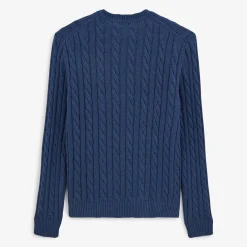 Pulls>SERGE BLANCO Matteo blue cable knit sweater BEIGE
