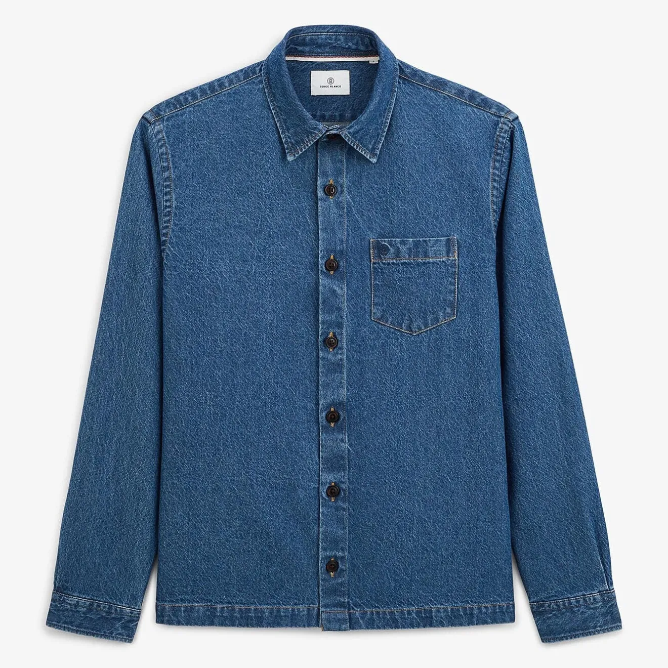 Surchemises>SERGE BLANCO Men's Denim Overshirt | MILITAIRE