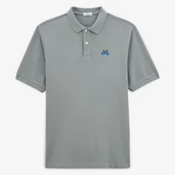 Crazy Logo|Polos>SERGE BLANCO Men's Labby Piqué Polo Shirt with Bike Embroidery in Slate Grey | DARK NAVY