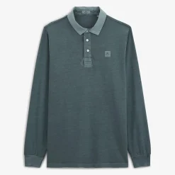 Ligne Play|Polos>SERGE BLANCO Men's Leon Polo Shirt in Denim Blue Jersey | BLANC