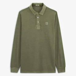 Ligne Play|Polos>SERGE BLANCO Men's Léon Polo Shirt in Khaki Teak Jersey | SKIN