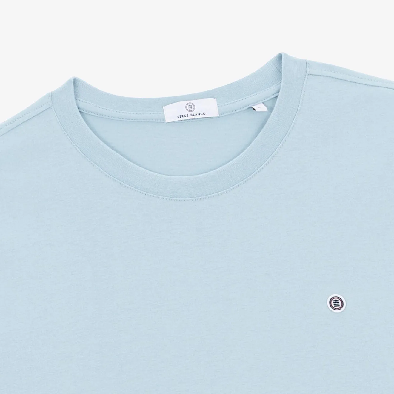 T-shirts>SERGE BLANCO Men's Sky Blue Théo Round Neck T-shirt | NOIR