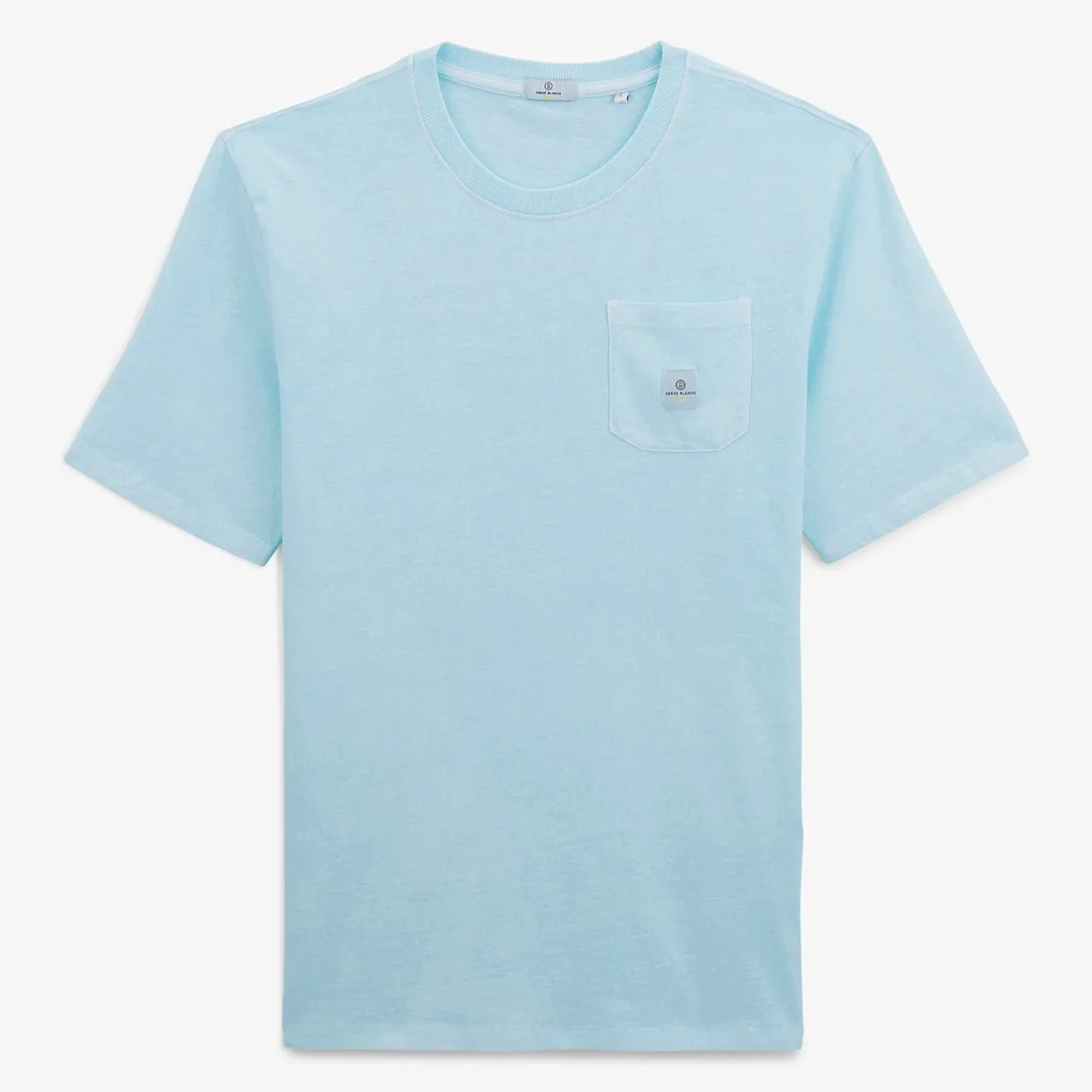 Ligne Play|T-shirts>SERGE BLANCO Men's Sky Blue Tim T-shirt with Chest Pocket | MINT