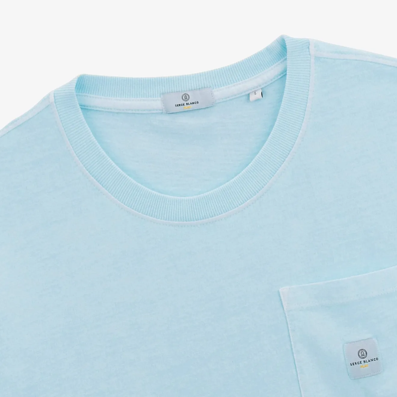 Ligne Play|T-shirts>SERGE BLANCO Men's Sky Blue Tim T-shirt with Chest Pocket | MINT